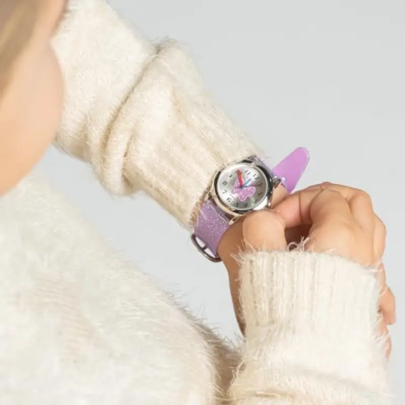 Kiddus Orologio Bambina, Analogico a partire da 4 anni, Regalo per Bambine con Glitter, Contiene Esercizi per Imparare a Leggere L'ora, Aprendimento Bimba miniatura 2