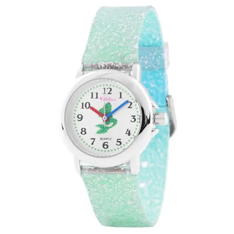 Kiddus Orologio Bambina, Analogico a partire da 4 anni, Regalo per Bambine con Glitter, Contiene Esercizi per Imparare a Leggere L'ora, Aprendimento Bimba
