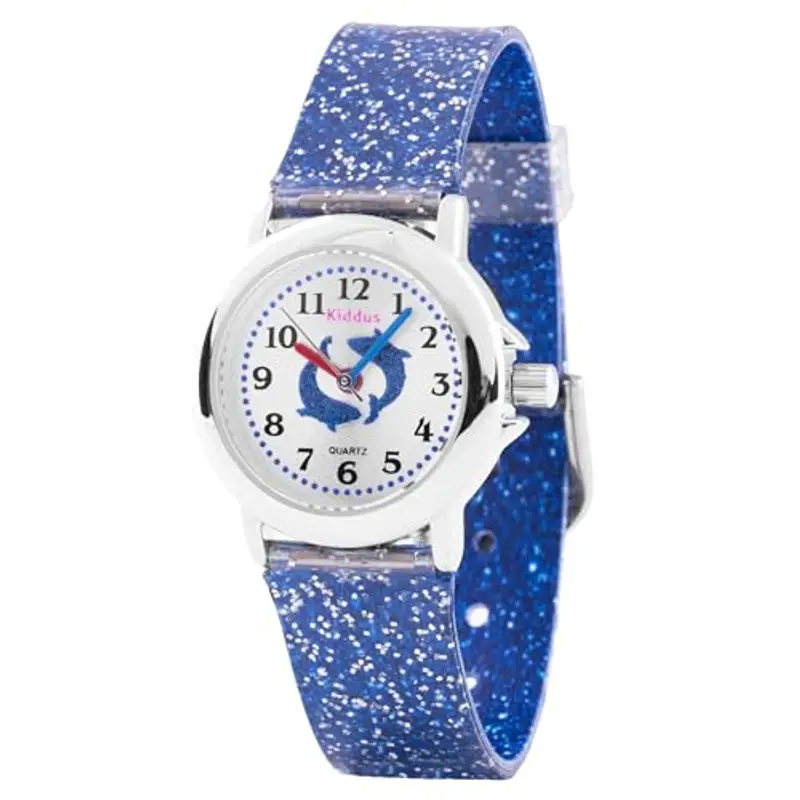 Kiddus Orologio Bambina, Analogico a partire da 4 anni, Regalo per Bambine con Glitter, Contiene Esercizi per Imparare a Leggere L'ora, Aprendimento Bimba