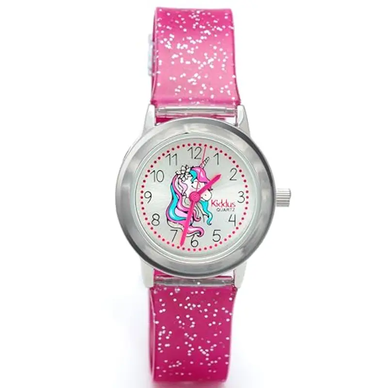 Kiddus Orologio Bambina, Analogico a partire da 4 anni, Regalo per Bambine con Glitter, Contiene Esercizi per Imparare a Leggere L'ora, Aprendimento Bimba miniatura 3