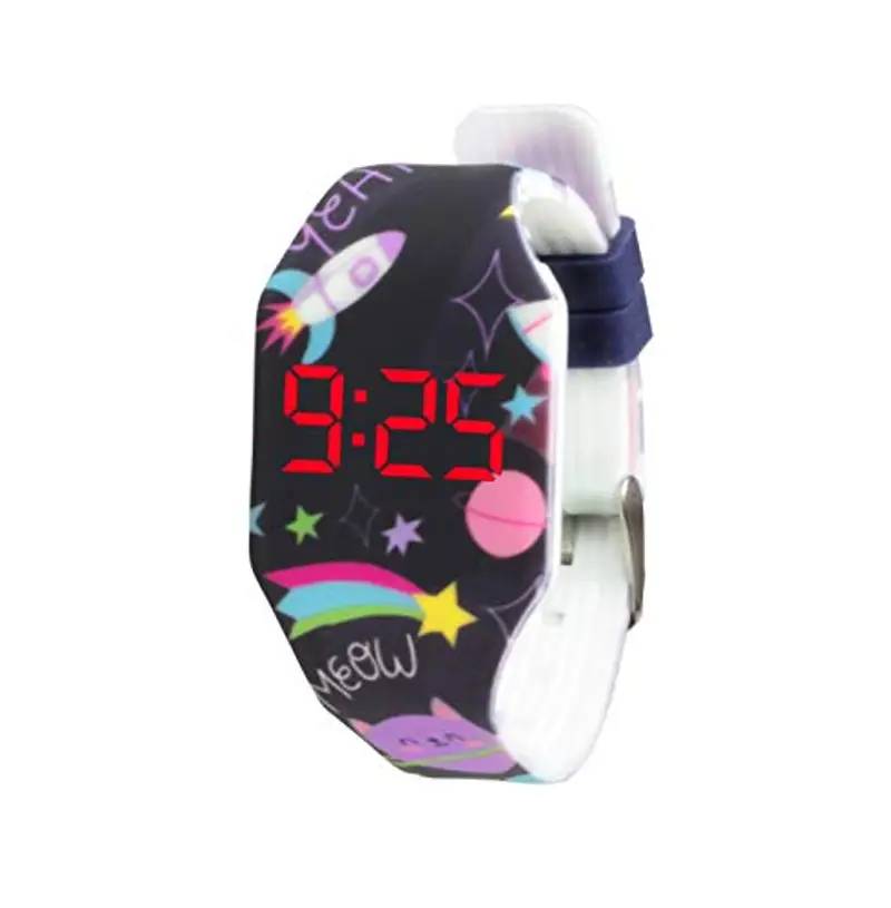 Kiddus Orologio digitale a LED bambini, ragazze, adulti. Cinturino comodo in morbido silicone. Batteria giapponese