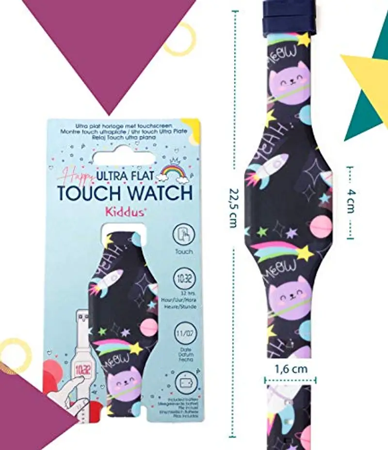 Kiddus Orologio digitale a LED bambini, ragazze, adulti. Cinturino comodo in morbido silicone. Batteria giapponese miniatura 3