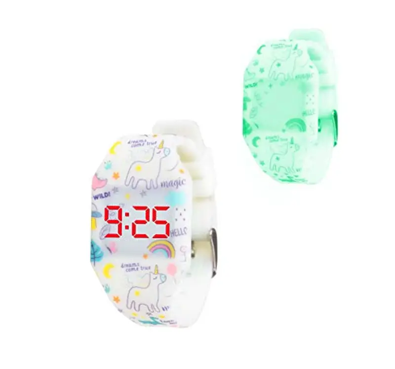 Kiddus Orologio digitale a LED bambini, ragazze, adulti. Cinturino comodo in morbido silicone. Batteria giapponese