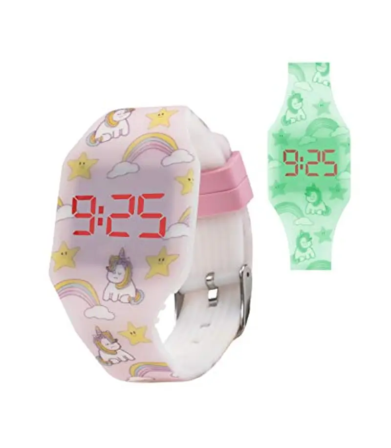 Kiddus Orologio digitale a LED bambini, ragazze, adulti. Cinturino comodo in morbido silicone. Batteria giapponese lunga durata. Facilità di lettura e apprendimento dell’ora.