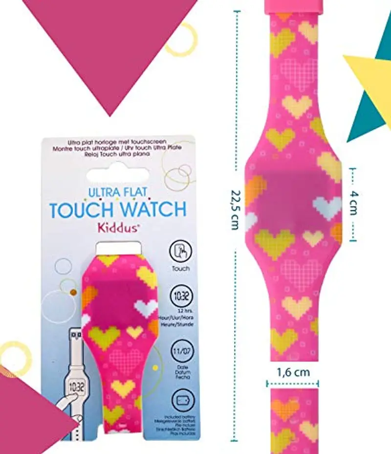 Kiddus Orologio digitale a LED bambini, ragazze, adulti. Cinturino comodo in morbido silicone. Batteria giapponese lunga durata. Facilità di lettura e apprendimento dell’ora miniatura 3