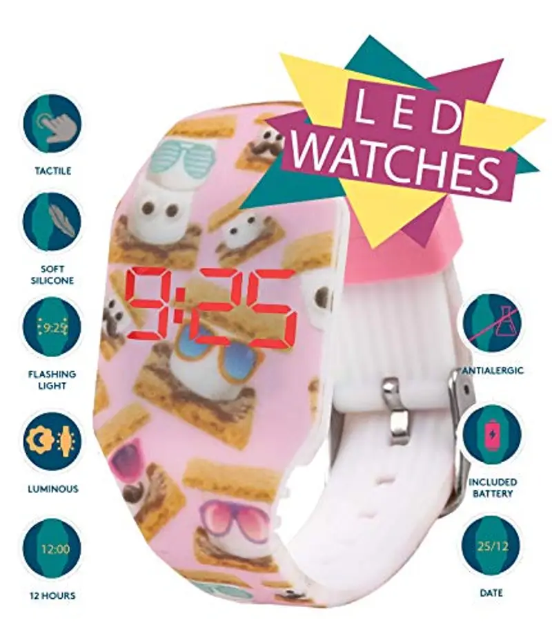 Kiddus Orologio digitale a LED bambini, ragazze, adulti. Cinturino comodo in morbido silicone. Batteria giapponese lunga durata. Facilità di lettura e apprendimento dell’ora miniatura 2