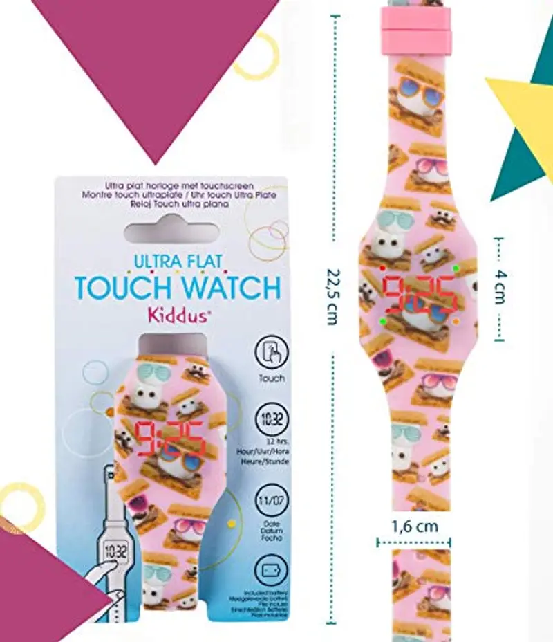 Kiddus Orologio digitale a LED bambini, ragazze, adulti. Cinturino comodo in morbido silicone. Batteria giapponese lunga durata. Facilità di lettura e apprendimento dell’ora miniatura 3