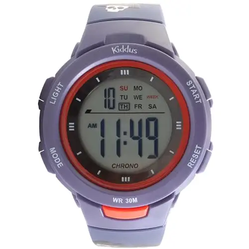 Kiddus Orologio Digitale Bambine e Bambini. Con Cronometro, Calendario, Sveglia, Luce. Resistente All’acqua. Da Polso miniatura 2