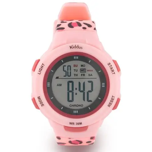 Kiddus Orologio Digitale Bambine e Bambini. Con Cronometro, Calendario, Sveglia, Luce. Resistente All’acqua. Da Polso miniatura 2