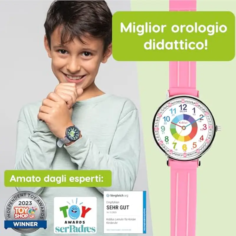 Kiddus Orologio Educativo per Bambine, Orologio da polso Analogico per Bambina 5-10 Anni, 3ATM e 5ATM, Primo con Ore e Minuti, Regalo Bimba Aprendimento miniatura 2