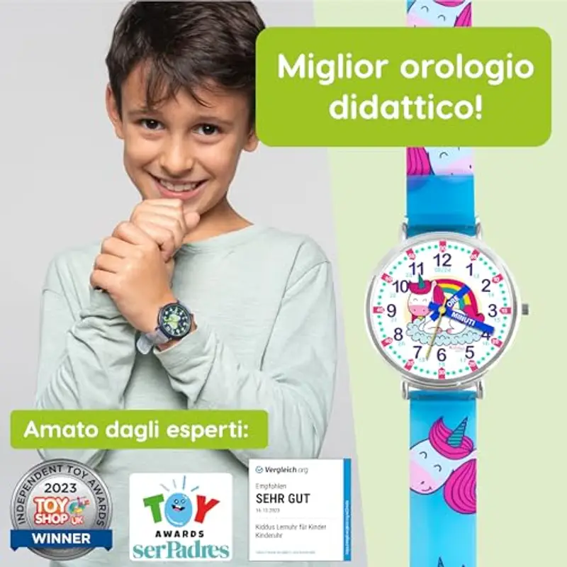 Kiddus Orologio Educativo per Bambine, Orologio da polso Analogico per Bambina 5-10 Anni, 3ATM e 5ATM, Primo con Ore e Minuti, Regalo Bimba Aprendimento miniatura 2
