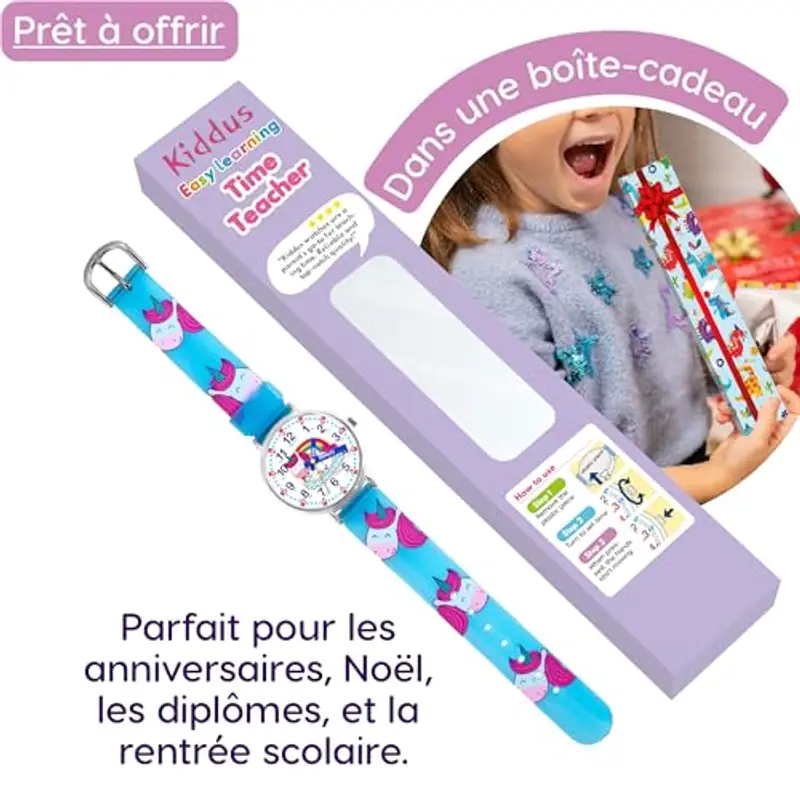 Kiddus Orologio Educativo per Bambine, Orologio da polso Analogico per Bambina 5-10 Anni, 3ATM e 5ATM, Primo con Ore e Minuti, Regalo Bimba Aprendimento miniatura 3