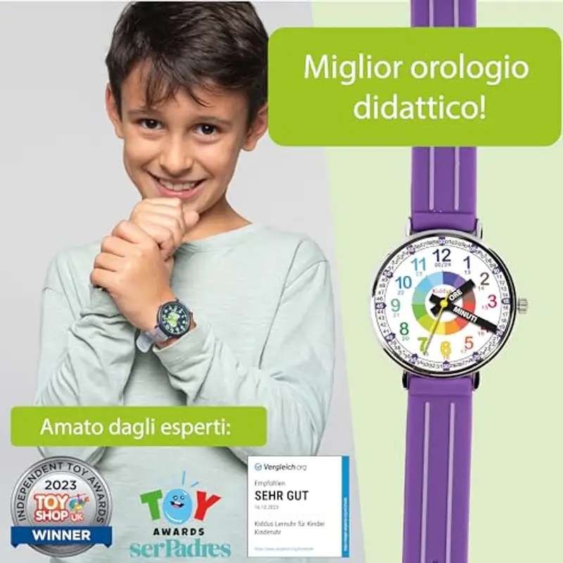 Kiddus Orologio Educativo per Bambini, Orologio Analogico per Bambina 5-10 Anni, Primo Orologio con Ore e Minuti miniatura 2