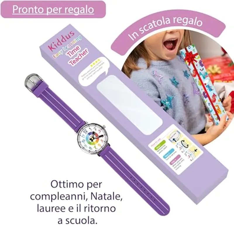 Kiddus Orologio Educativo per Bambini, Orologio Analogico per Bambina 5-10 Anni, Primo Orologio con Ore e Minuti miniatura 3
