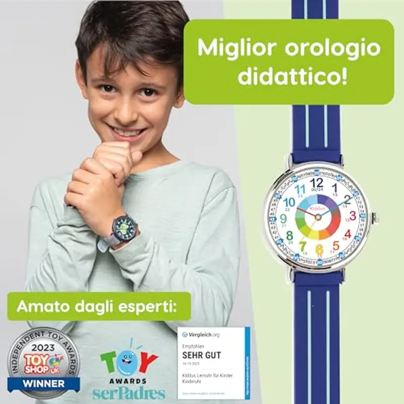 Kiddus Orologio Educativo per Bambini, Orologio da polso Analogico per Bambino 5-10 Anni, 3ATM e 5ATM, Primo con Ore e Minuti, Regalo Bimbo Aprendimento miniatura 2