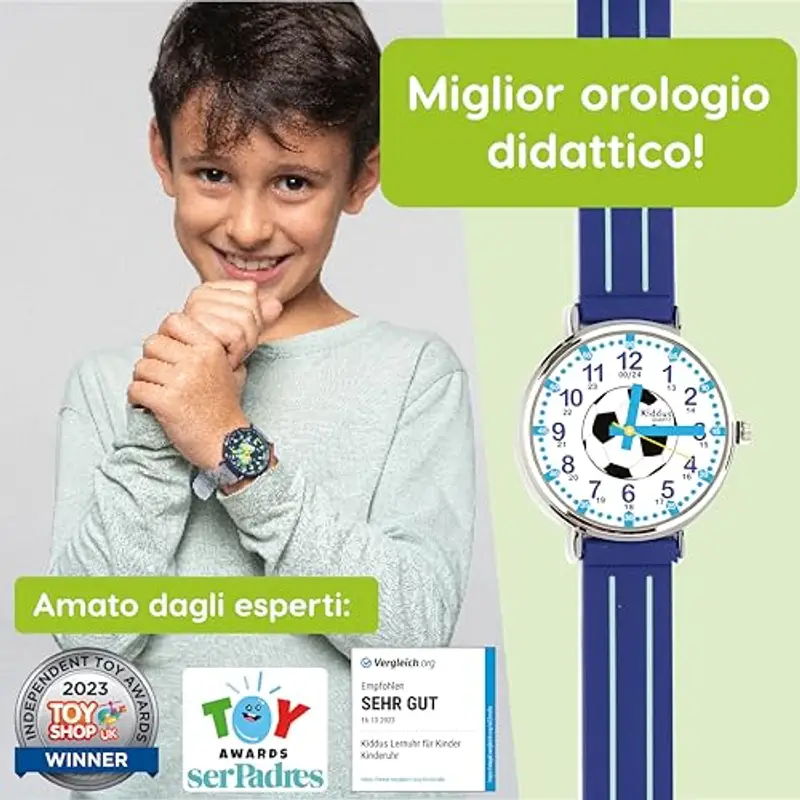 Kiddus Orologio Educativo per Bambini, Orologio da polso Analogico per Bambino 5-10 Anni, 3ATM e 5ATM, Primo con Ore e Minuti, Regalo Bimbo Aprendimento miniatura 2