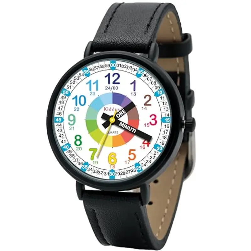 Kiddus Orologio Educativo per Bambini, Orologio da polso Analogico per Bambino 5-10 Anni, 3ATM e 5ATM, Primo con Ore e Minuti, Regalo Bimbo Aprendimento