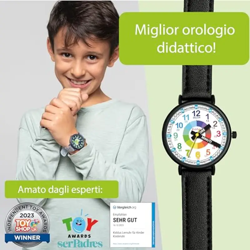 Kiddus Orologio Educativo per Bambini, Orologio da polso Analogico per Bambino 5-10 Anni, 3ATM e 5ATM, Primo con Ore e Minuti, Regalo Bimbo Aprendimento miniatura 2