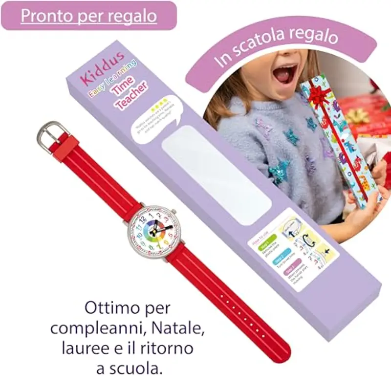 Kiddus Orologio Educativo per Bambini, Orologio da polso Analogico per Bambino 5-10 Anni, 3ATM e 5ATM, Primo con Ore e Minuti, Regalo Bimbo Aprendimento miniatura 3