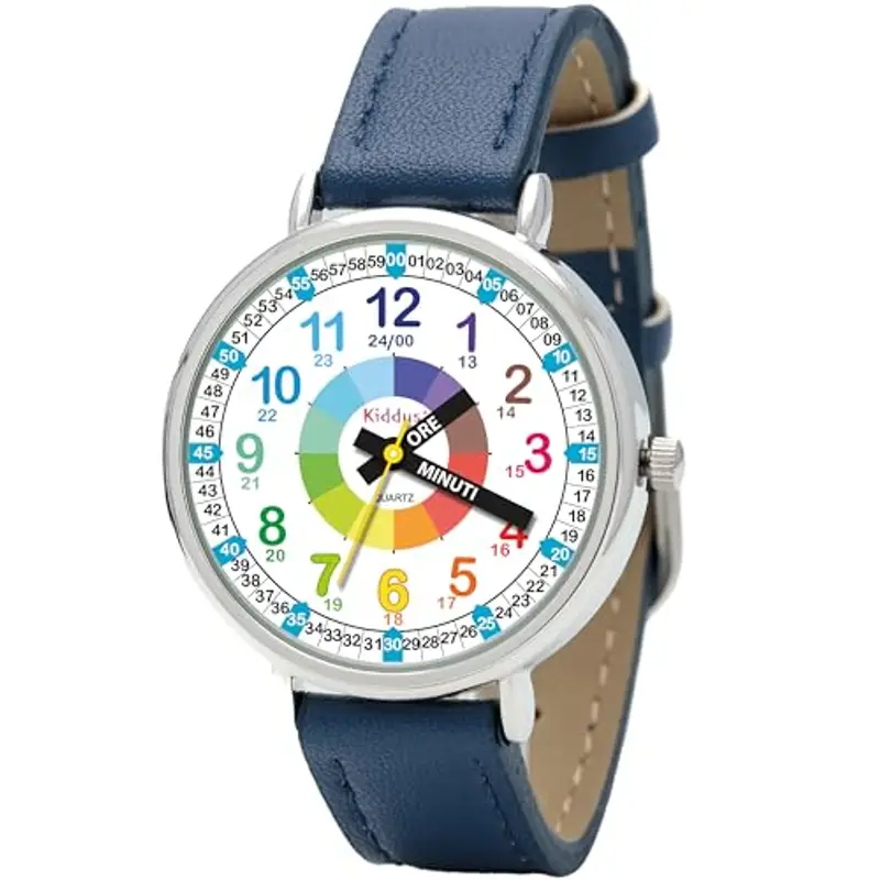 Kiddus Orologio Educativo per Bambini, Orologio da polso Analogico per Bambino 5-10 Anni, 3ATM e 5ATM, Primo con Ore e Minuti, Regalo Bimbo Aprendimento