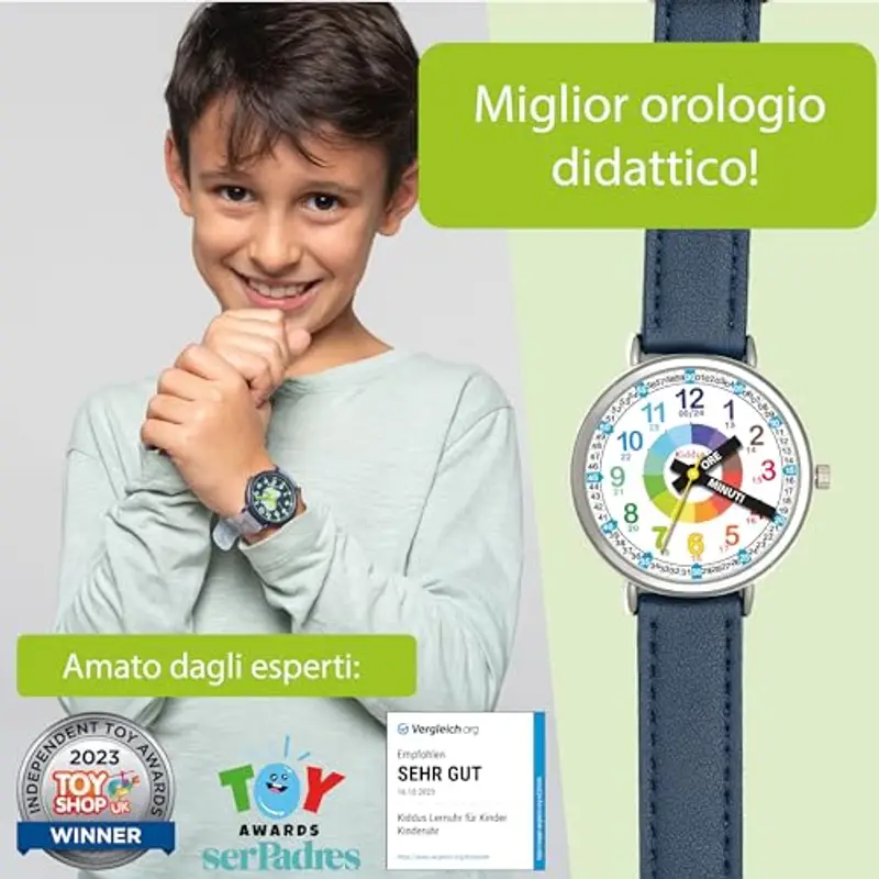 Kiddus Orologio Educativo per Bambini, Orologio da polso Analogico per Bambino 5-10 Anni, 3ATM e 5ATM, Primo con Ore e Minuti, Regalo Bimbo Aprendimento miniatura 2