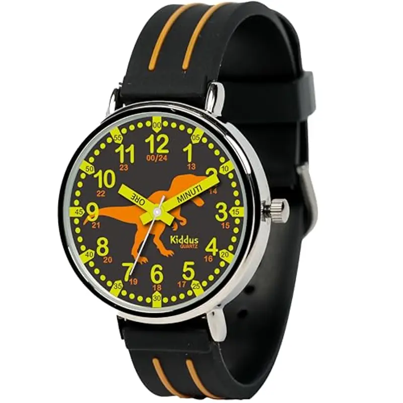Kiddus Orologio Educativo per Bambini, Orologio da polso Analogico per Bambino 5-10 Anni, 3ATM e 5ATM, Primo con Ore e Minuti, Regalo Bimbo Aprendimento