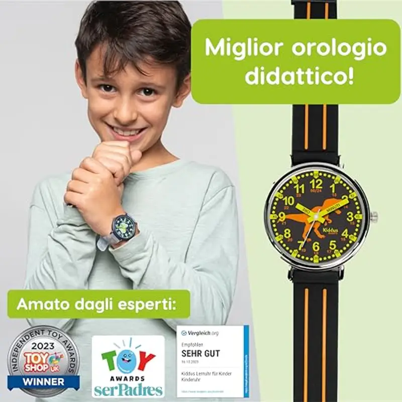 Kiddus Orologio Educativo per Bambini, Orologio da polso Analogico per Bambino 5-10 Anni, 3ATM e 5ATM, Primo con Ore e Minuti, Regalo Bimbo Aprendimento miniatura 2