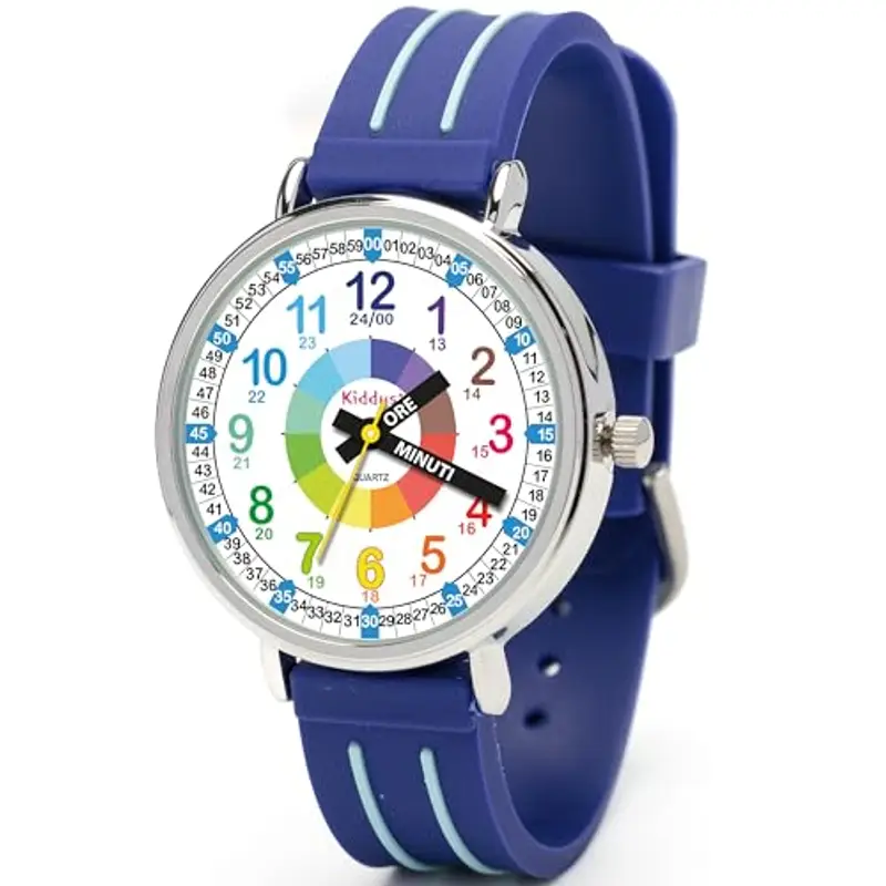 Kiddus Orologio Educativo per Bambini, Orologio da polso Analogico per Bambino 5-10 Anni, 3ATM e 5ATM, Primo con Ore e Minuti, Regalo Bimbo Aprendimento