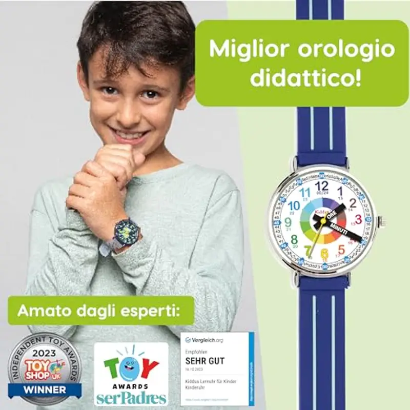 Kiddus Orologio Educativo per Bambini, Orologio da polso Analogico per Bambino 5-10 Anni, 3ATM e 5ATM, Primo con Ore e Minuti, Regalo Bimbo Aprendimento miniatura 2