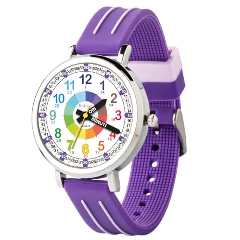 Kiddus Orologio Educativo per Bambini, Orologio da polso Analogico per Bambino e Bambina a partire da 5 Anni, 3ATM e