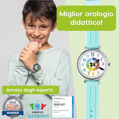 Kiddus Orologio Educativo per Bambini, Orologio da polso Analogico per Bambino e Bambina a partire da 5 Anni, 3ATM e miniatura 3
