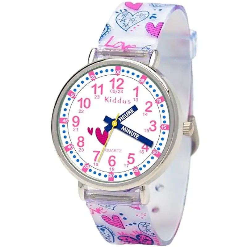 Kiddus Orologio Educativo per Bambini, Ragazze. Da Polso, Analogico. Con Esercizi per Imparare a Leggere l’Ora.