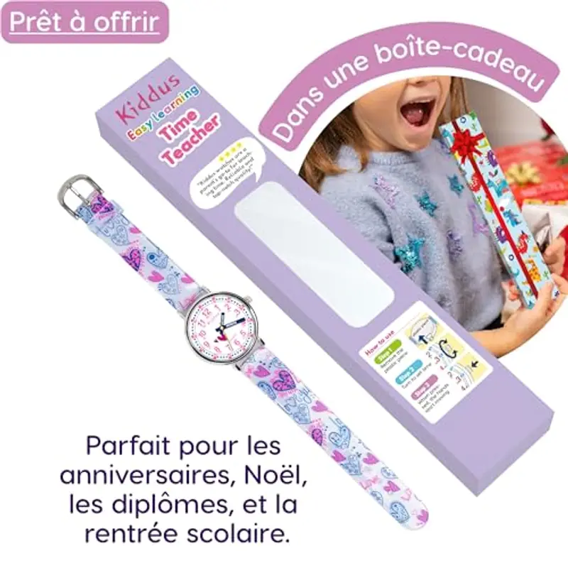 Kiddus Orologio Educativo per Bambini, Ragazze. Da Polso, Analogico. Con Esercizi per Imparare a Leggere l’Ora miniatura 3