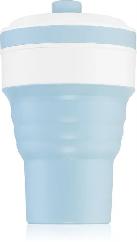 Tazza Pieghevole Tazza Con Cannuccia Blu 350 Ml