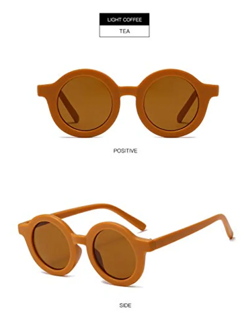 Kids Sunglasses UV400 Protection Cute Round Glasses for Toddler Boys Girls Age 2-7 (Light coffee frame&Tea) miniatura 2