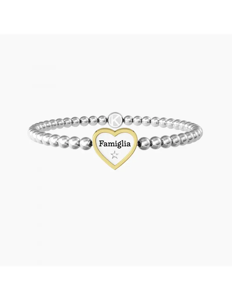 Bracciale donna KIDULT Family 732210 CUORE/FAMIGLIA in acciaio pvd dorato e cristallobianco