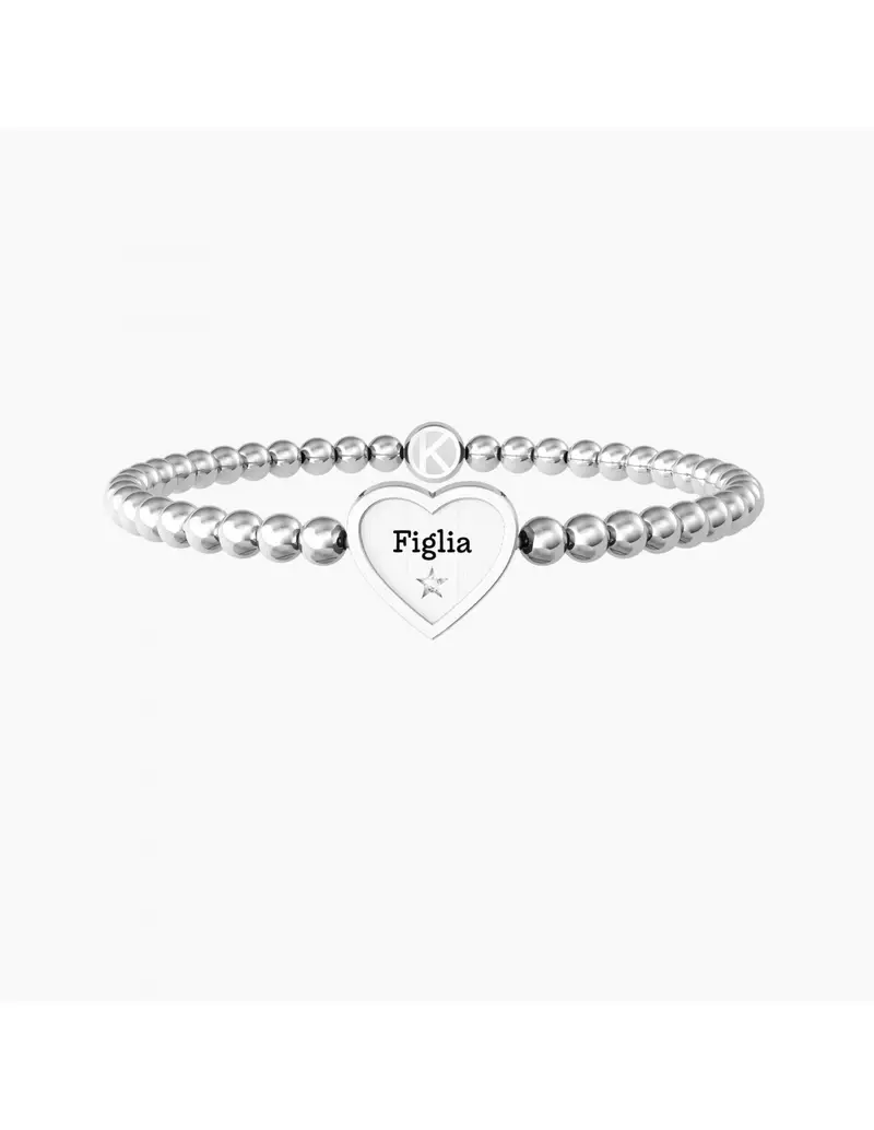 Bracciale donna KIDULT Family 732212 CUORE/FIGLIA in acciaio e cristallo bianco