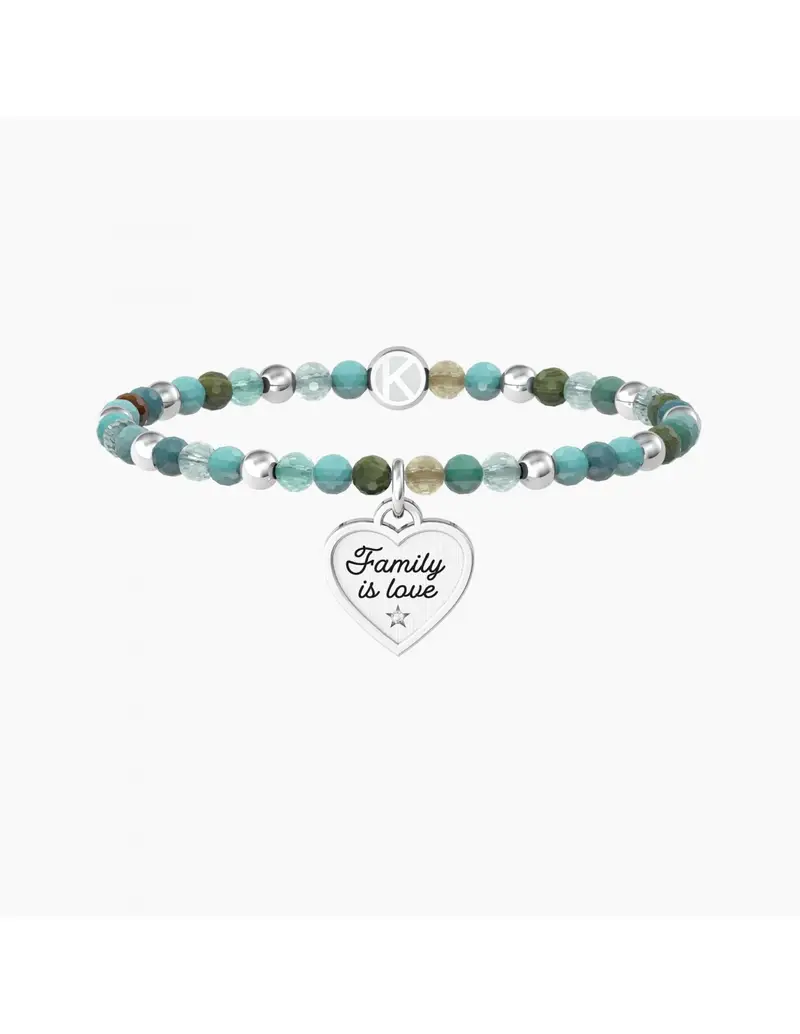 Bracciale donna KIDULT Family 732216 CUORE/FAMILY IS LOVE in acciaio agata striata multicolor ee cristallo bianco