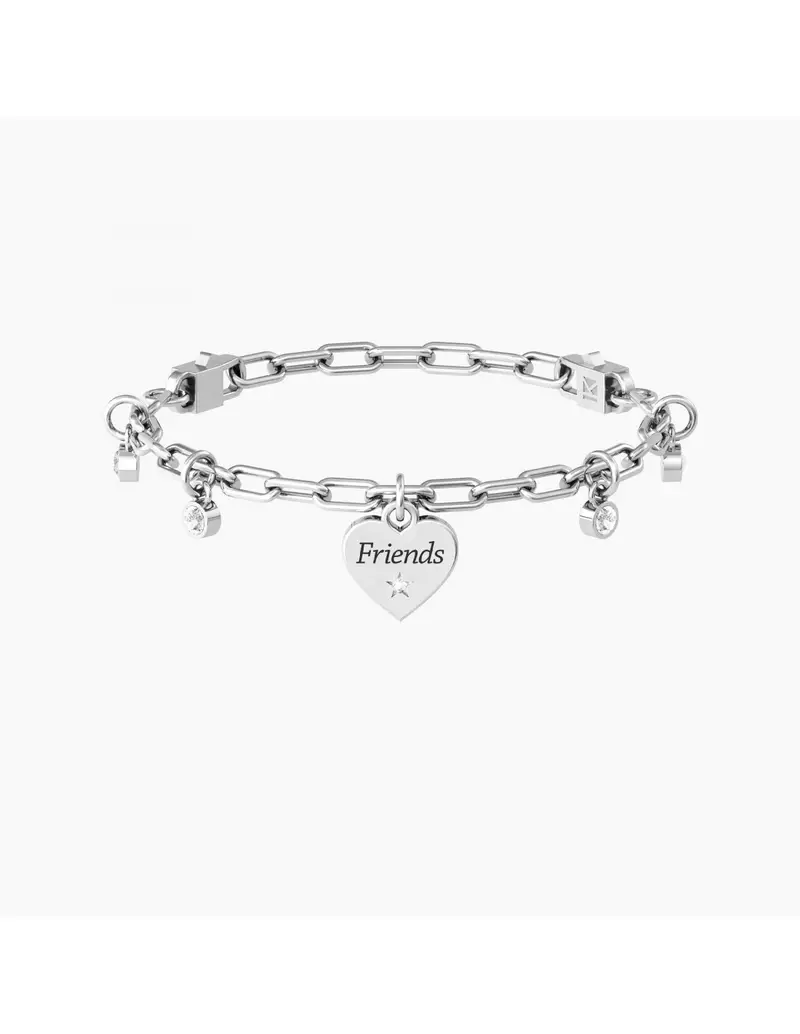 Bracciale donna regolabile comfort fit KIDULT Friendship 732214 CUORE/FRIENDS in acciaio con cristalli