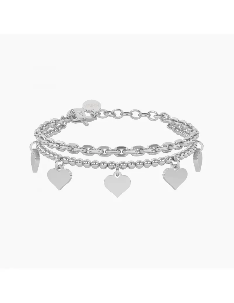 Bracciale doppio filo regolabile KIDULT Love 732327 in acciaio CUORE/AMORE