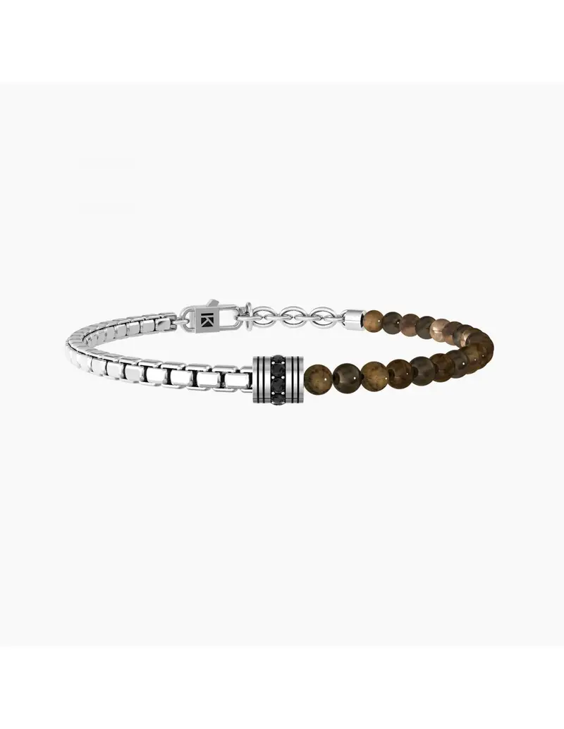 Bracciale regolabile Uomo KIDULT Energy Stone 732250 EQUILIBRIO in acciaio e occhio di tigre