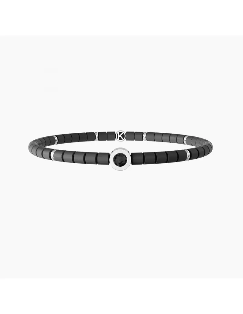 Bracciale Uomo KIDULT Energy Stone 732255 UNICITA' in acciaio ematite grigia e cristalli