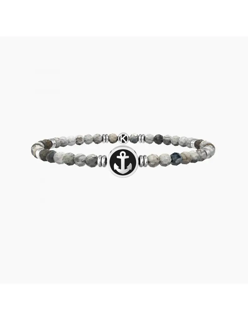 Bracciale Uomo KIDULT Symbols 732240 ANCORA/STABILITA' in acciaio ed agata striata marrone