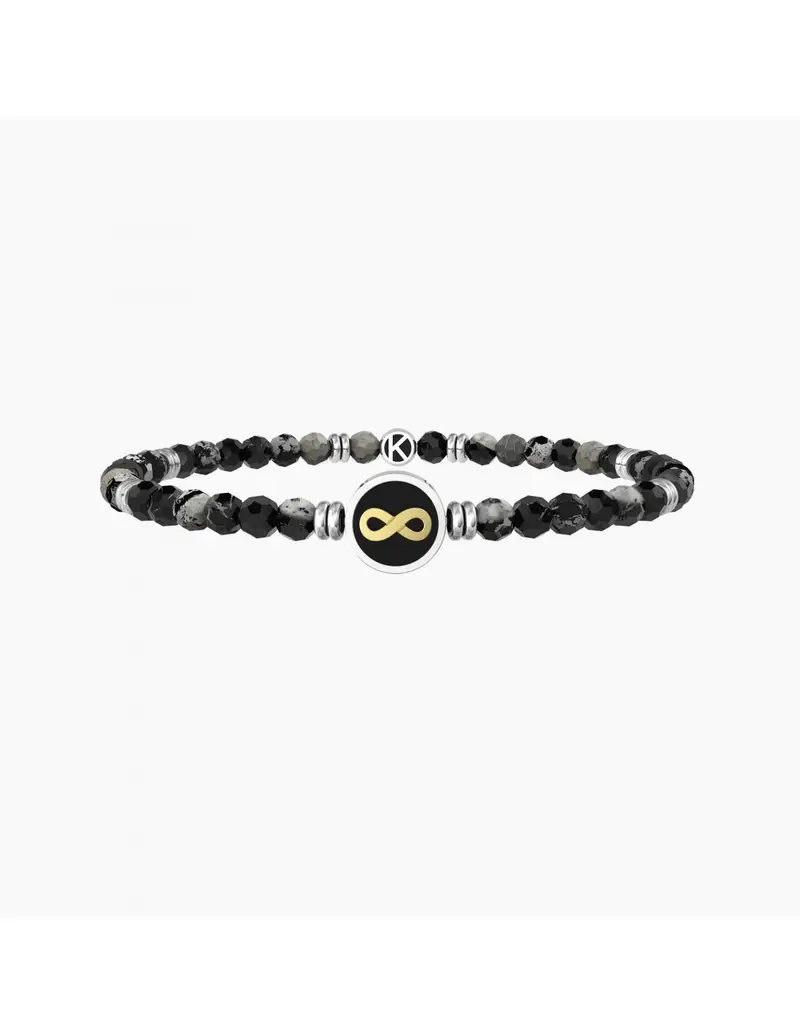 Bracciale Uomo KIDULT Symbols 732242 INFINITO in acciaio e agata grigia