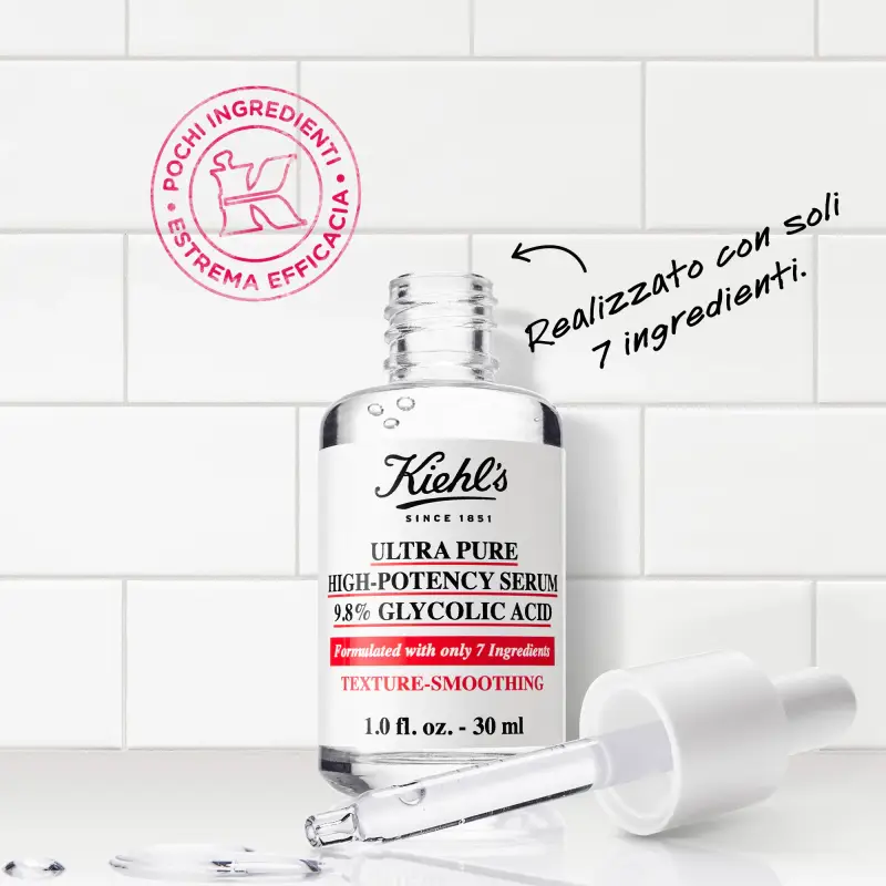 KIEHL'S - Sieri Ultra Pure High-Potency Serum 9, 8% Acido Glicolico - Trattamento antietà pelli mature, Siero antirughe, Siero viso illuminante miniatura 2
