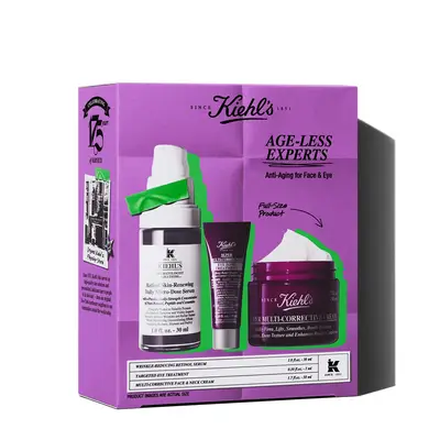 Set regalo Age-Less Experts Uno Sguardo Ravvicinato Alle Texture Di Kiehl S Crema Occhi Anti-Età, Siero Al Retinolo E Crema Viso Anti-Età, Impreziosite Dal Logo K