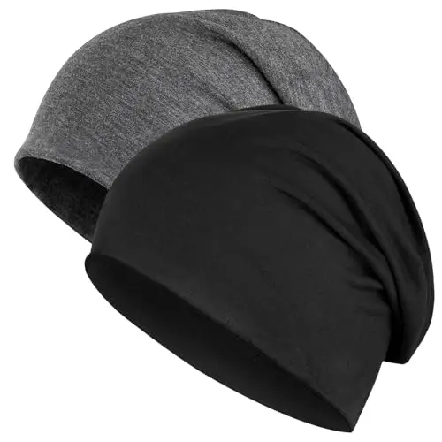 Kiiwah 2 Pezzi Berretto Invernali da Uomo Donna, Berretti Cappello Skull Cotone Slouch Beanie Unisex Berretto Sportivo