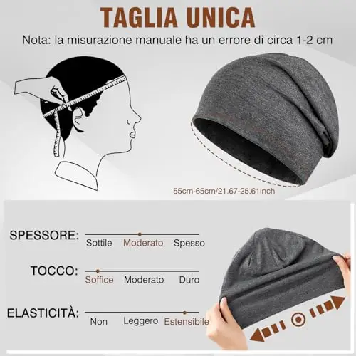 Kiiwah 2 Pezzi Berretto Invernali da Uomo Donna, Berretti Cappello Skull Cotone Slouch Beanie Unisex Berretto Sportivo miniatura 2