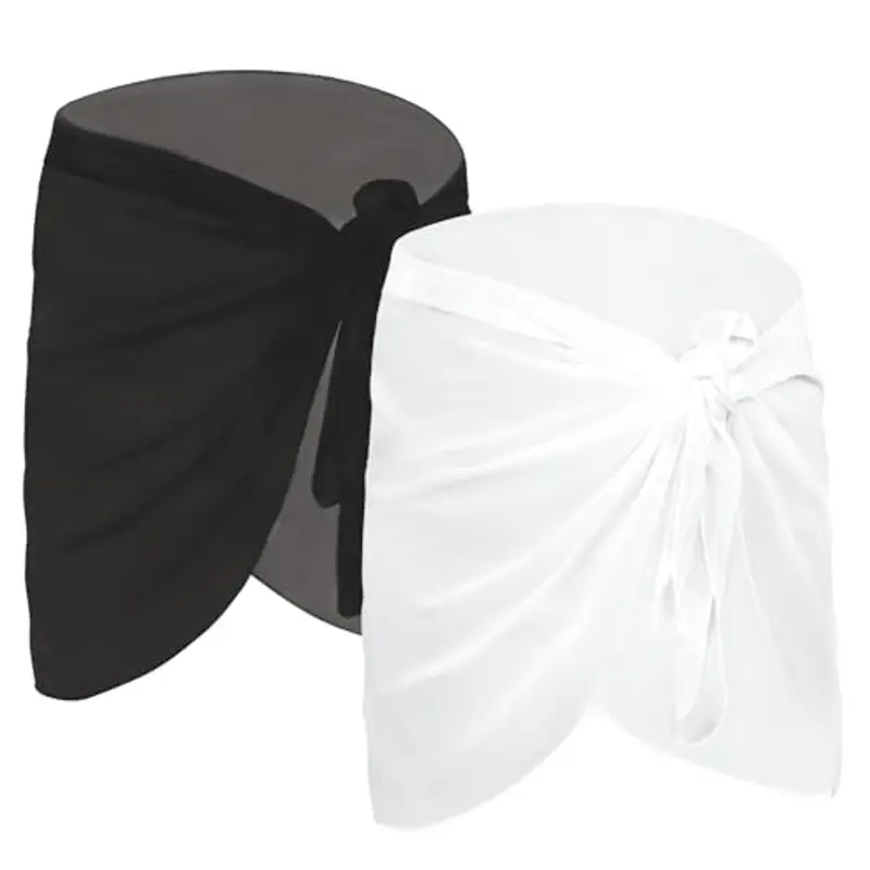 Kiiwah 2 Pezzi Pareo Mare Donna, Spiaggia Pareo Sarong Coprire Gonne, Bikini Coprire Multiuso Beach Wrap, Copricostume Corto del Chiffon Pareo da Spiaggia per Vacanza Party Beachwear