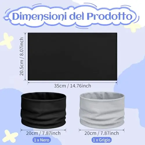 Kiiwah 2 Pezzi Scaldacollo Bambino, Cotone Sciarpe Bambini Scalda Collo Bambini Primavera Autunno Inverno Multifunzione miniatura 2